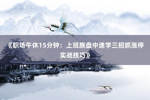 《职场午休15分钟：上班族盘中速学三招抓涨停实战技巧》