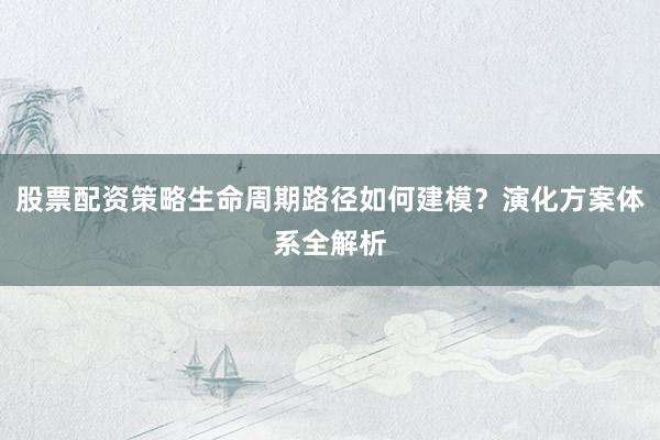 股票配资策略生命周期路径如何建模？演化方案体系全解析