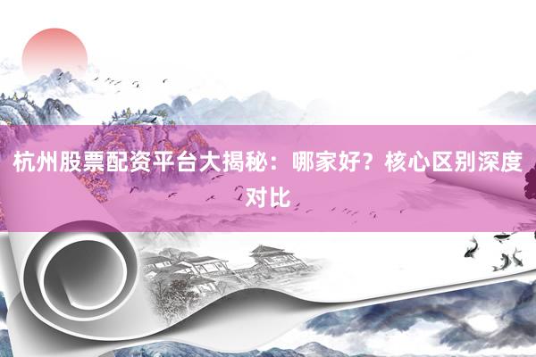 杭州股票配资平台大揭秘：哪家好？核心区别深度对比